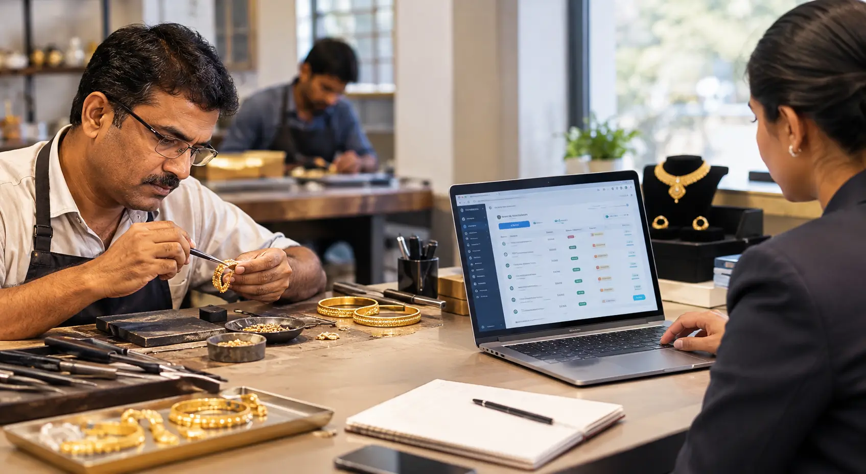 Karigar managing gold jewellery job work with jewellery ERP software